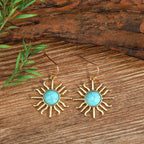 Western Boho Sun Turquoise Drop Earrings