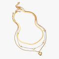 Layered Heart Pendant Necklace with Three Chains