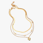 Layered Heart Pendant Necklace with Three Chains