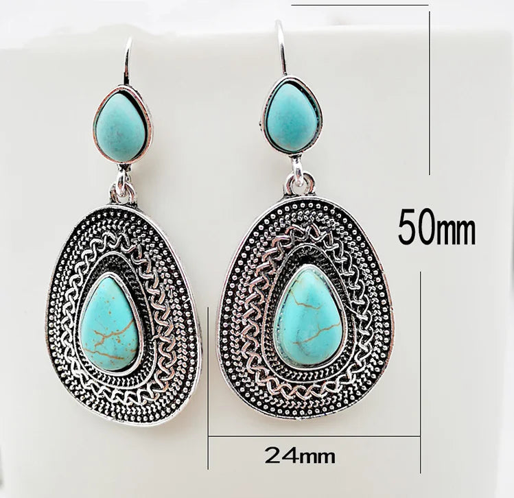 Bohemian Teardrop Turquoise Filigree Earrings