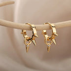 Stainless Steel Spike Hoop Earrings