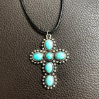 Bohemian Retro Turquoise Cross Pendant Necklace