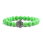 Paw Charm Bracelet with Stone Beads in Many Colours