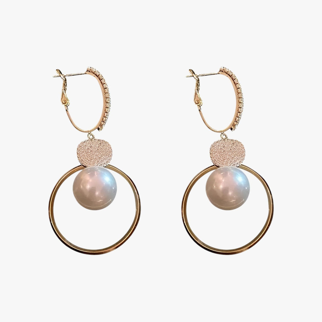 Oversized Pearl Earrings with Gold-Tone Accents