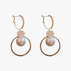 Oversized Pearl Earrings with Gold-Tone Accents
