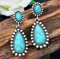 Vintage-Style Silver-Tone Turquoise Dangle Earrings