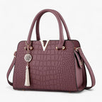 90s-Inspired Faux Leather Croc-Print Shoulder Bag