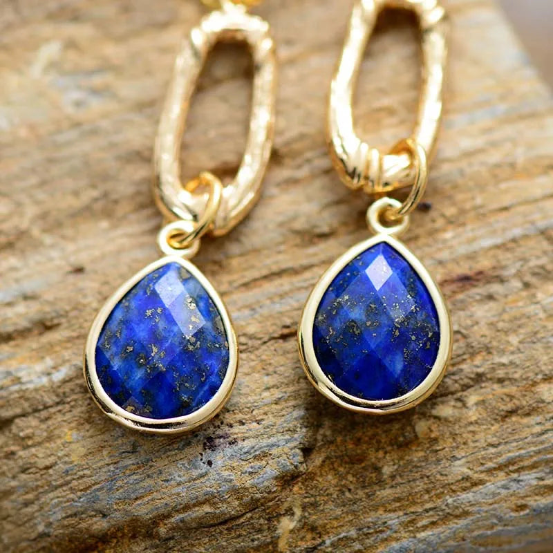 Lapis Lazuli Teardrop Drop Earrings