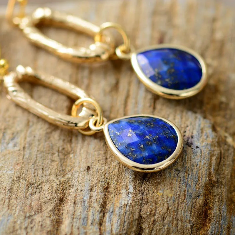 Lapis Lazuli Teardrop Drop Earrings