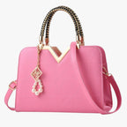 Elegant Zip-Top Handbag with Pearl Zip Detail