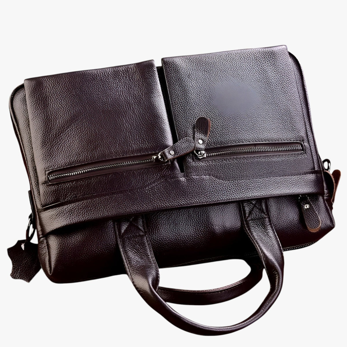 Men's Genuine Ox Leather Laptop Briefcase Shoulder Bag