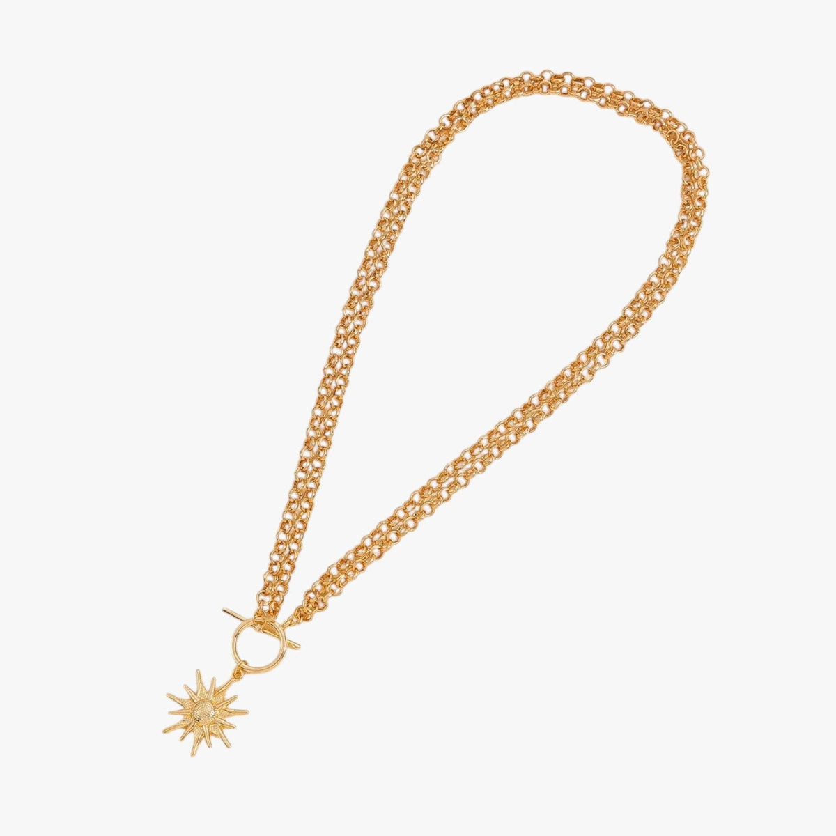 Large Sun Pendant Necklace on a Statement Chain