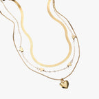 Layered Heart Pendant Necklace with Three Chains