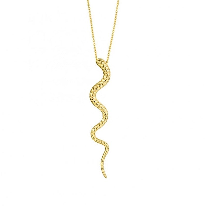 925 Sterling Serpent Pendant Necklace in Two Tones