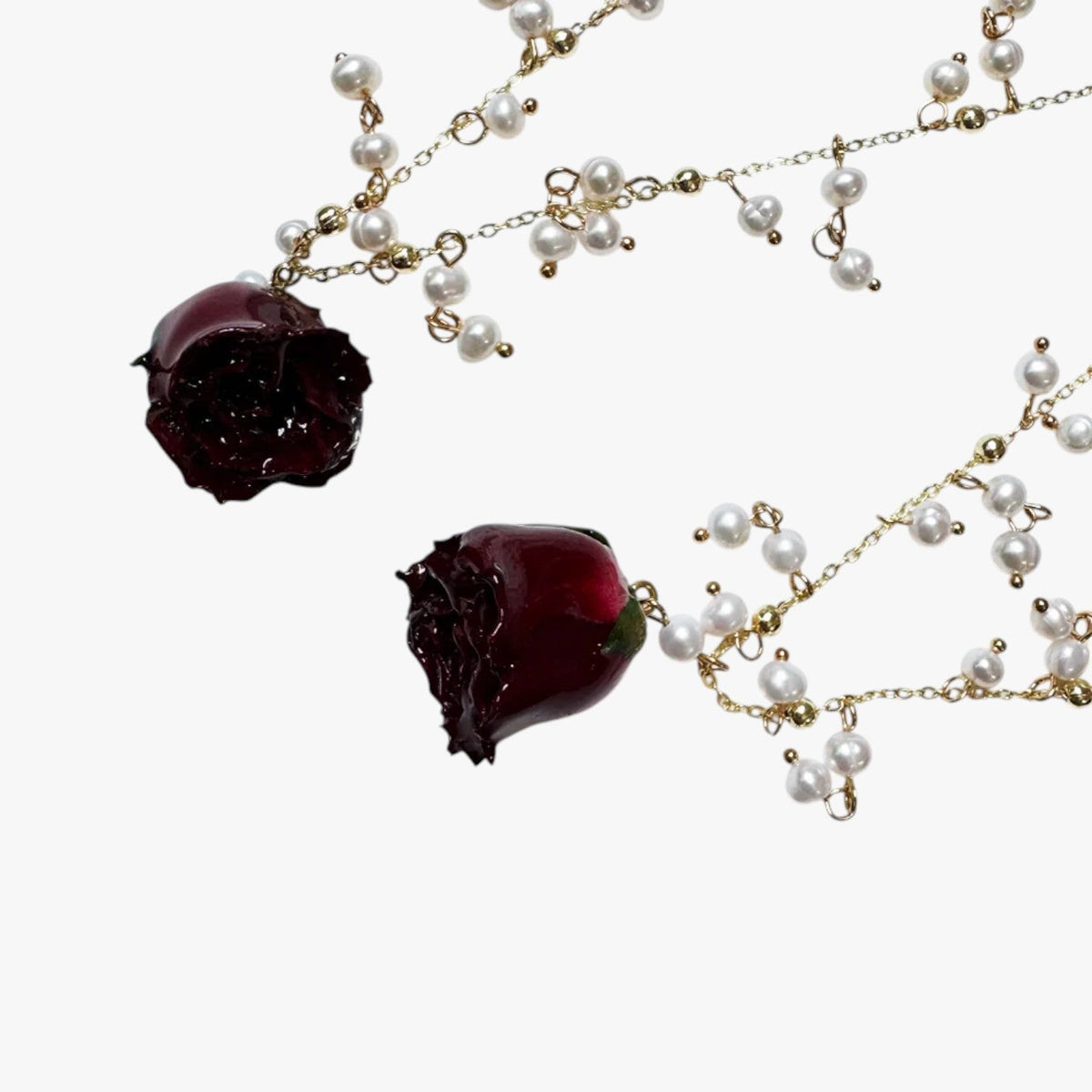 Rose Pendant Necklace with Freshwater Pearl Drop