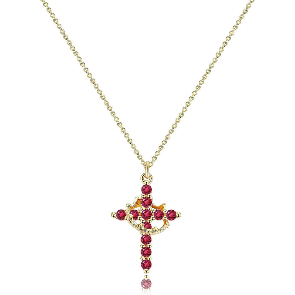 Cross and Crown Necklace in Many Finishes