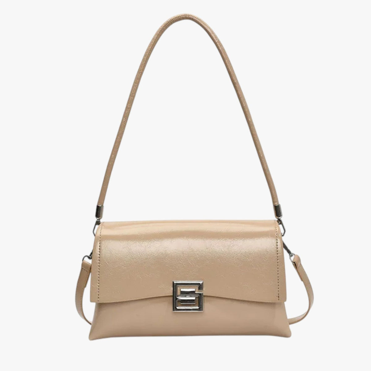 Embossed Glossy Shell Bag with Luxurious Finish