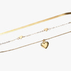Layered Heart Pendant Necklace with Three Chains
