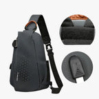 Water-Repellent Sling Shoulder Bag with External USB Port