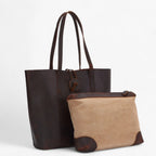 Genuine Leather Handbag with Detachable Clutch