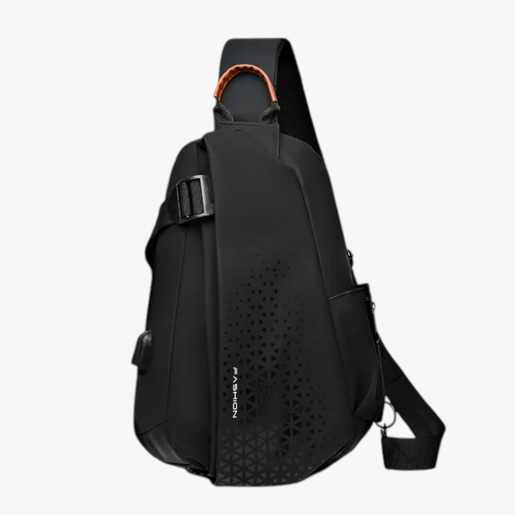 Water-Repellent Sling Shoulder Bag with External USB Port