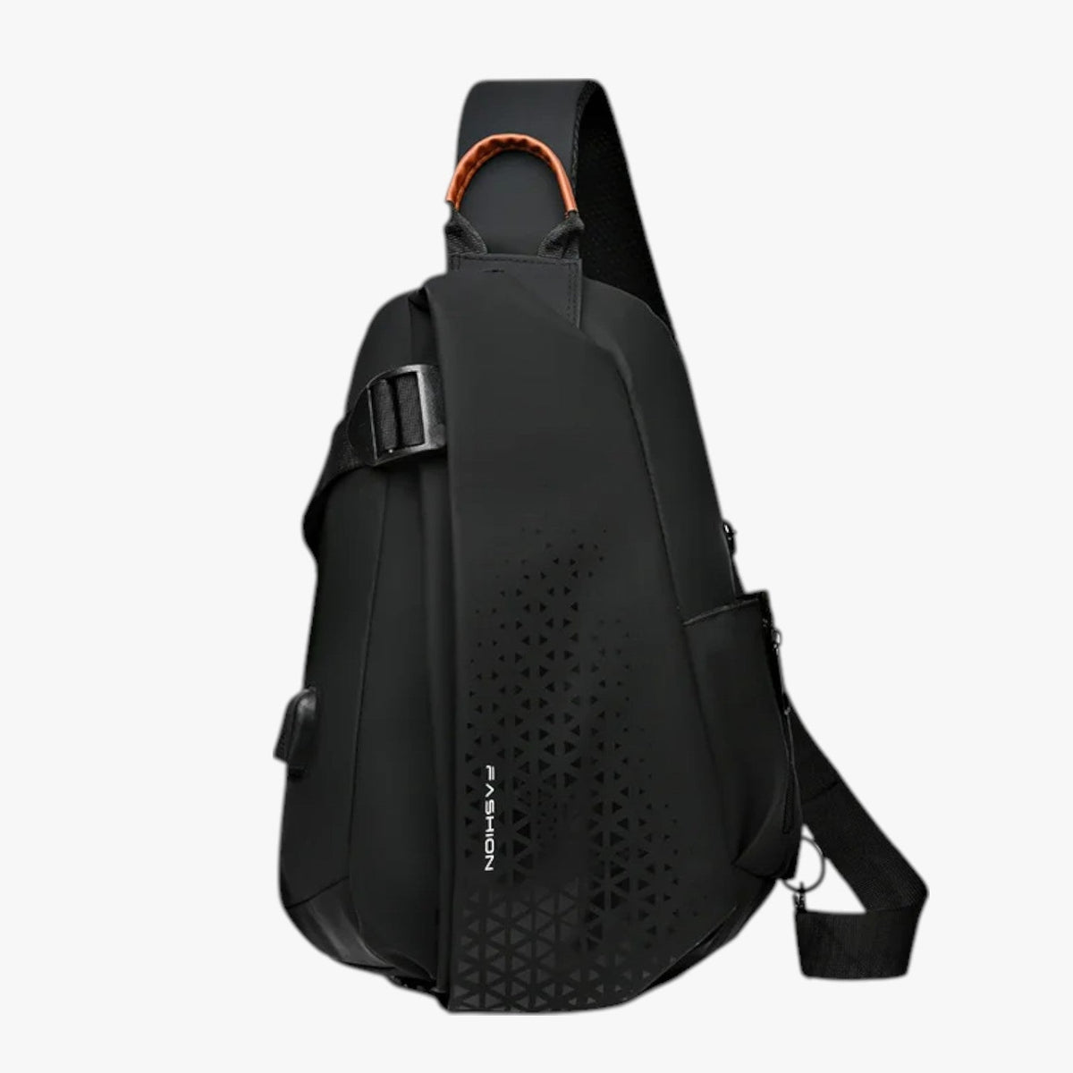 Water-Repellent Sling Shoulder Bag with External USB Port
