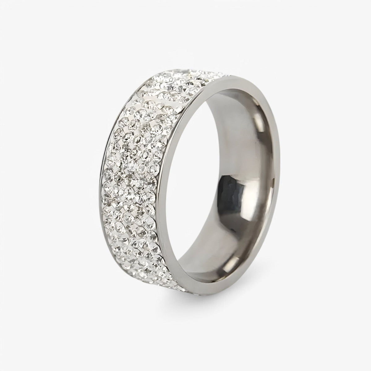 Stainless Steel Ring with Crystal Stone