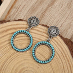 Vintage Bohemian Turquoise Concho Hoop Earrings