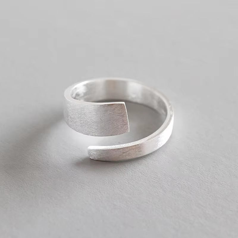 Minimal Open Silver-Tone Wave Ring
