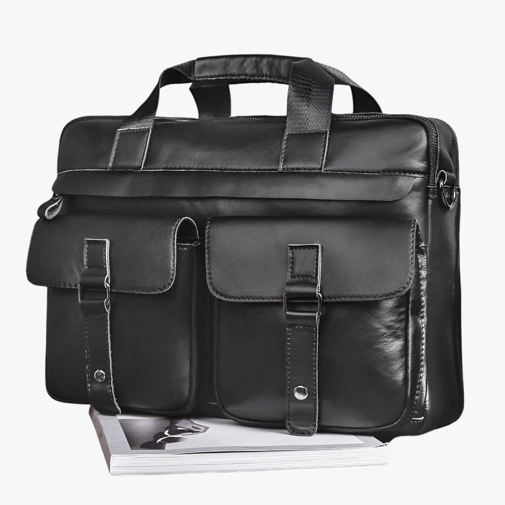 Organised Genuine Leather Laptop and Document Work Bag
