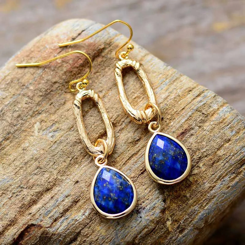 Lapis Lazuli Teardrop Drop Earrings