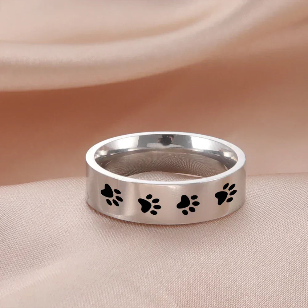 Handcrafted Stainless Steel Paw Print Ring
