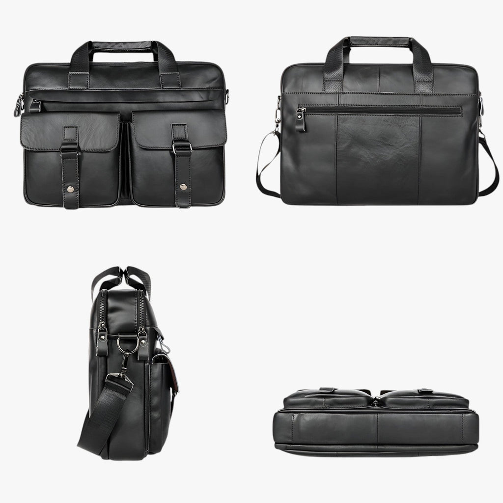 Organised Genuine Leather Laptop and Document Work Bag