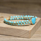 Adjustable Vintage Boho Beaded Heart Charm Bracelet