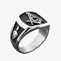 Silver-Tone Signet Ring with Engraved Emblem