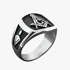 Silver-Tone Signet Ring with Engraved Emblem