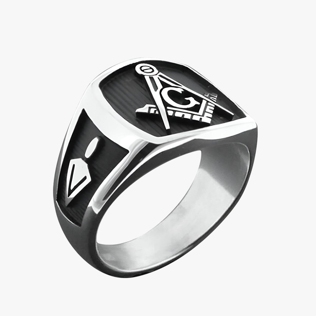Silver-Tone Signet Ring with Engraved Emblem
