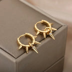 Stainless Steel Spike Hoop Earrings