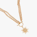 Large Sun Pendant Necklace on a Statement Chain