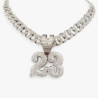 Number 23 Crystal Pendant on 13mm Cuban Chain, 50cm