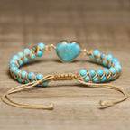 Adjustable Vintage Boho Beaded Heart Charm Bracelet