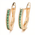 Emerald-Look Channel Leverback Earrings in Rose Gold Tone