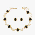 Retro sieradenset met hanger en oorbellen met stenen
