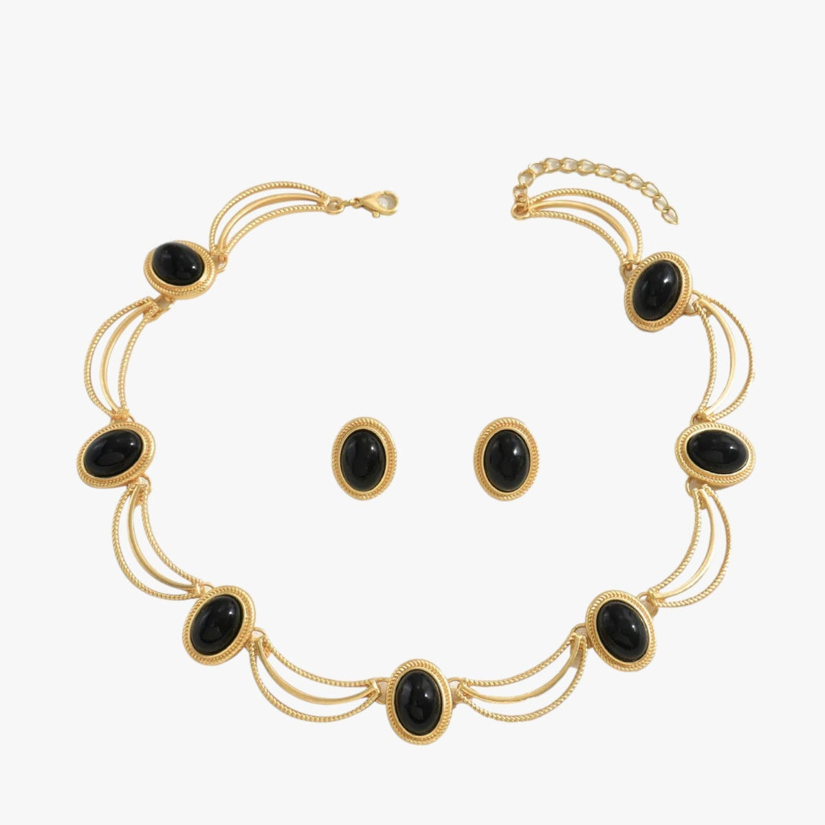 Retro sieradenset met hanger en oorbellen met stenen