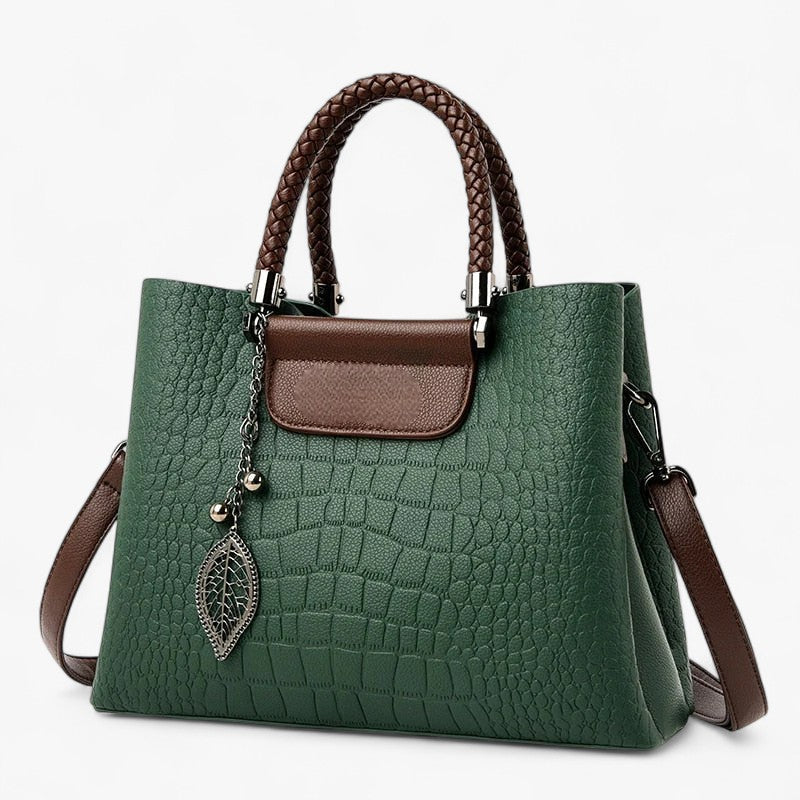 Supple Croc-Embossed Leather Handbag with Spacious Interior