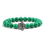 Paw Charm Bracelet with Stone Beads in Many Colours