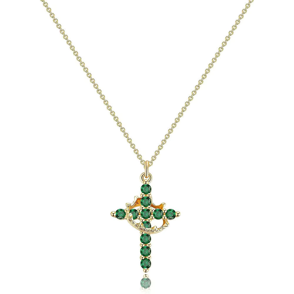 Cross and Crown Necklace in Many Finishes