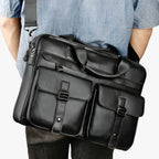 Organised Genuine Leather Laptop and Document Work Bag
