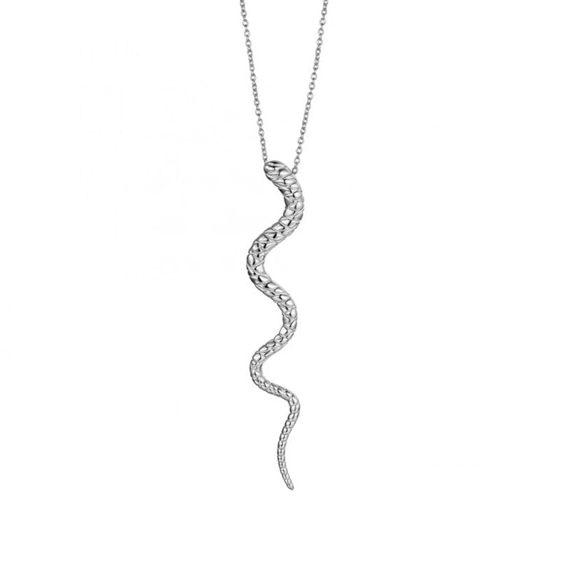 925 Sterling Serpent Pendant Necklace in Two Tones