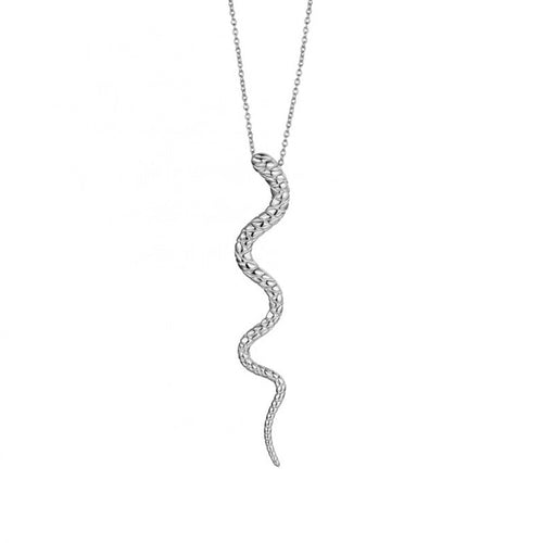 925 Sterling Serpent Pendant Necklace in Two Tones